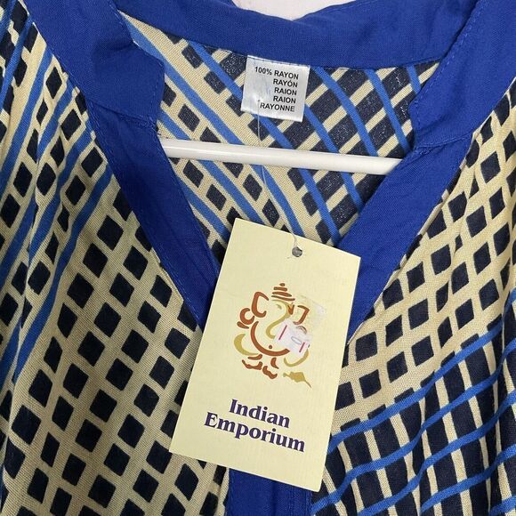 INDIA EMPORIUM Womens Tent Dress One‎ size Rayon Blue Bohemian - Picture 5 of 10